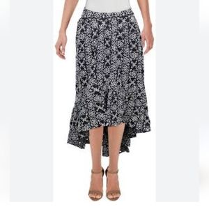 INC International Concepts High Low Skirt XL Black & White Embroidered New